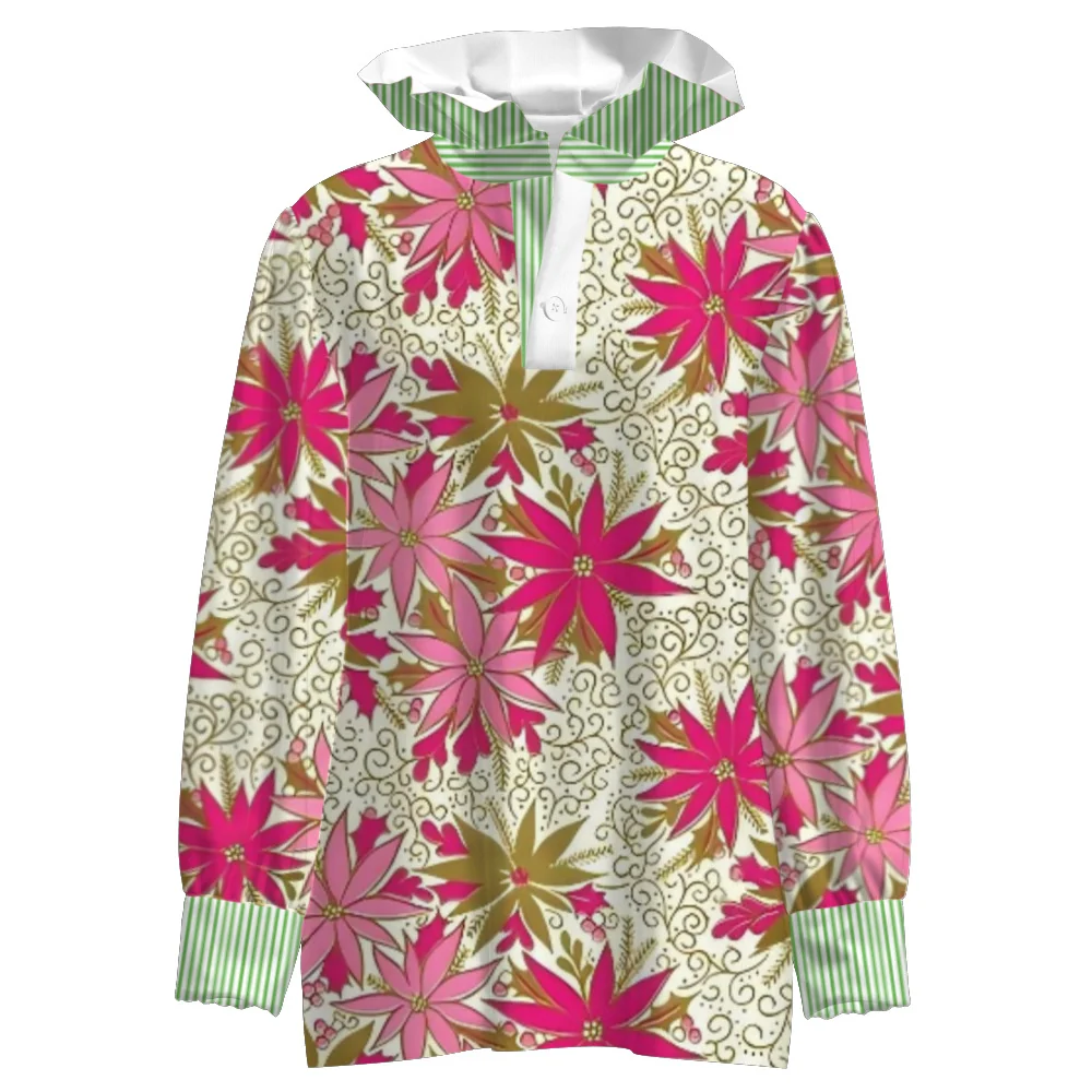Haut Vintage Floral pour Femmes avec Col Rayé