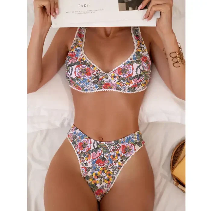 Women's Floral High Waisted Knot Bikini Set — Fashion Accessories