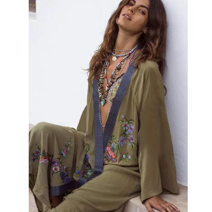 FBBK817 Robe Maxi Kaftan Longue pour Femmes Couverture de Maillot de Bain — Robes pour femmes