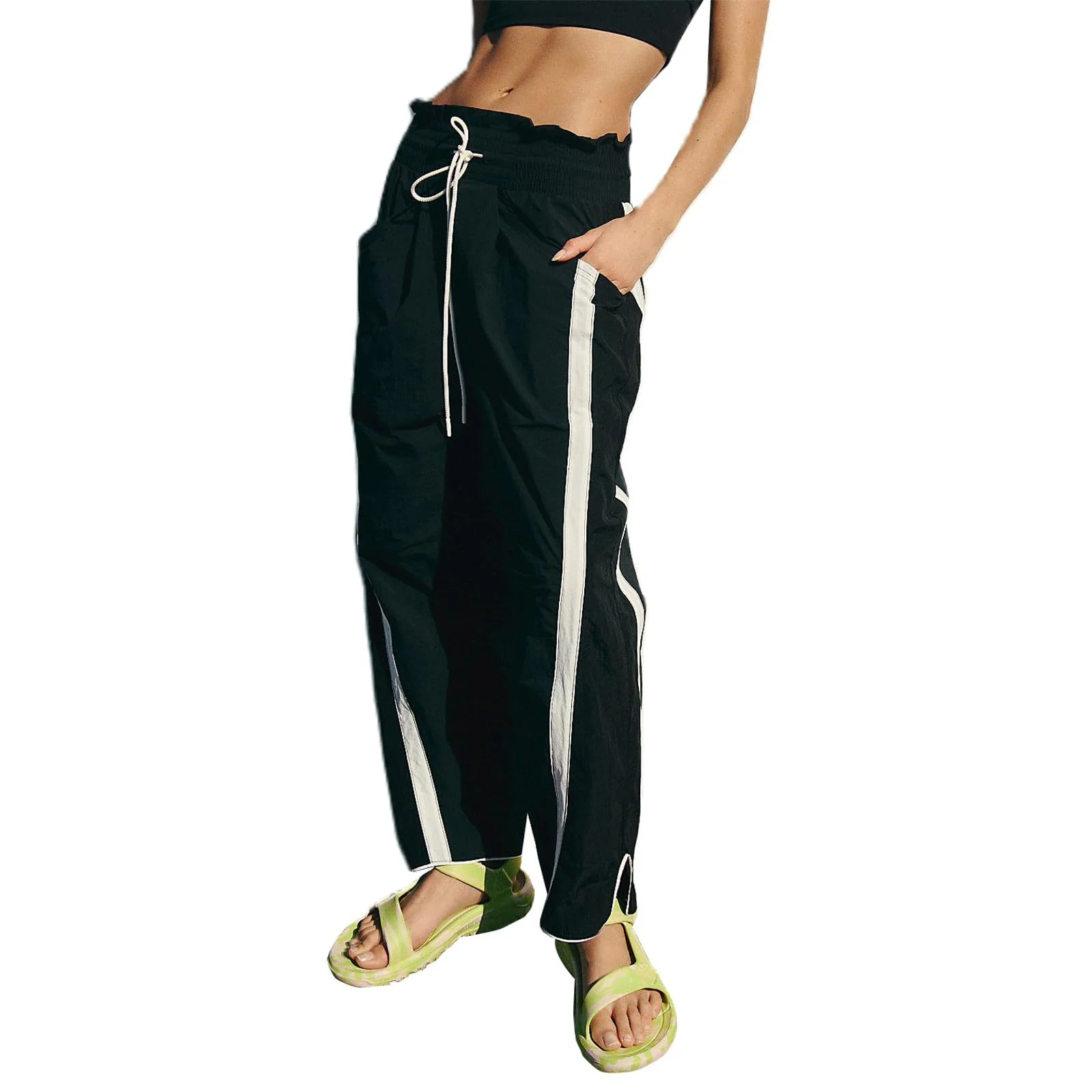 Pantalons de sport larges pour femmes avec cordon et taille élastique — Accessoires de mode