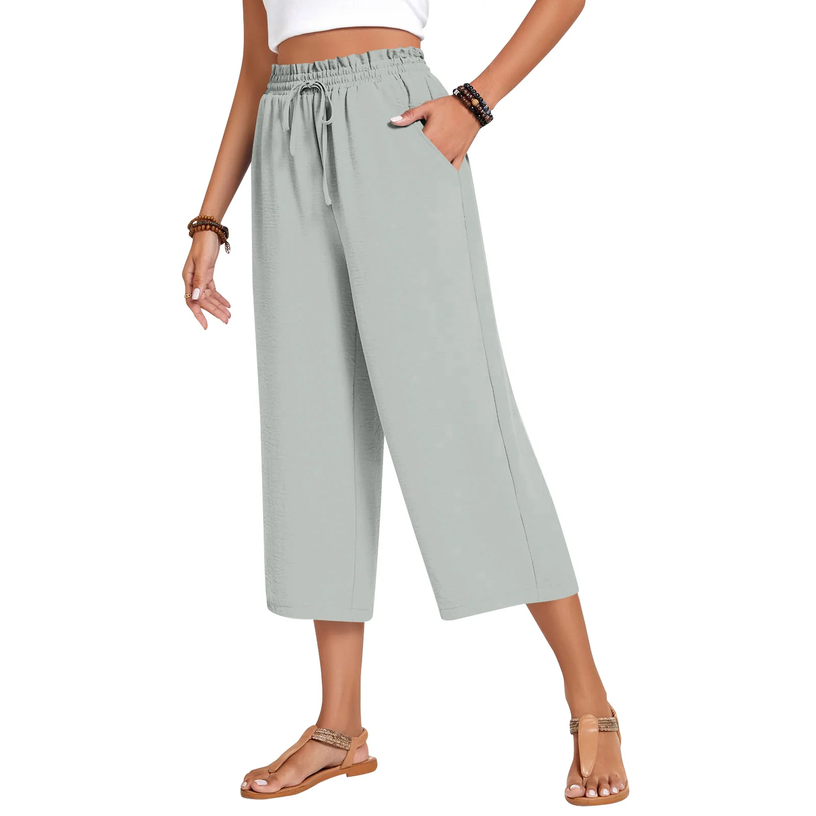 Pantalons Capri pour Femmes avec Cordon et Poches — Accessoires de mode