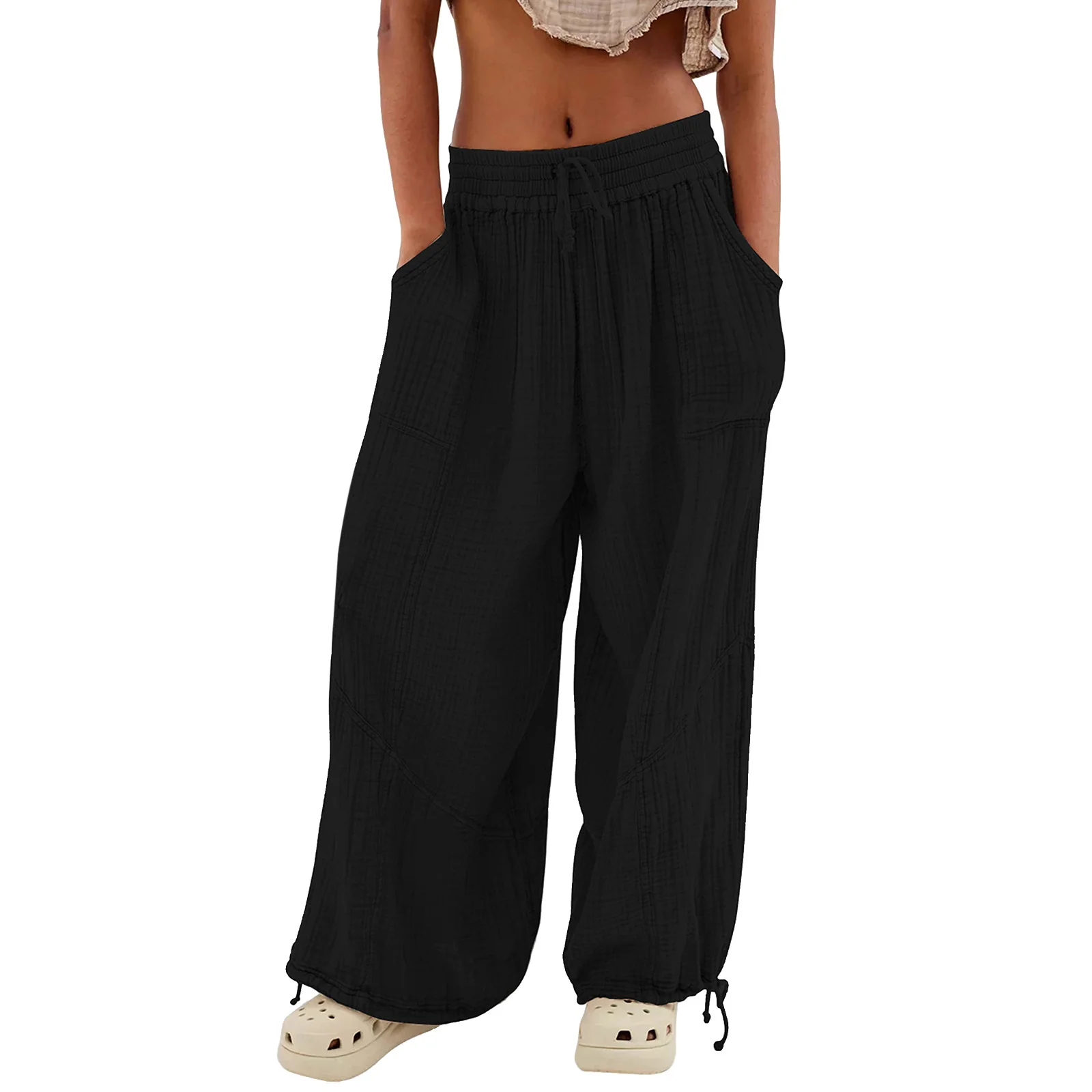 Pantalons larges en coton décontractés pour femmes 1688PHB — Accessoires de mode