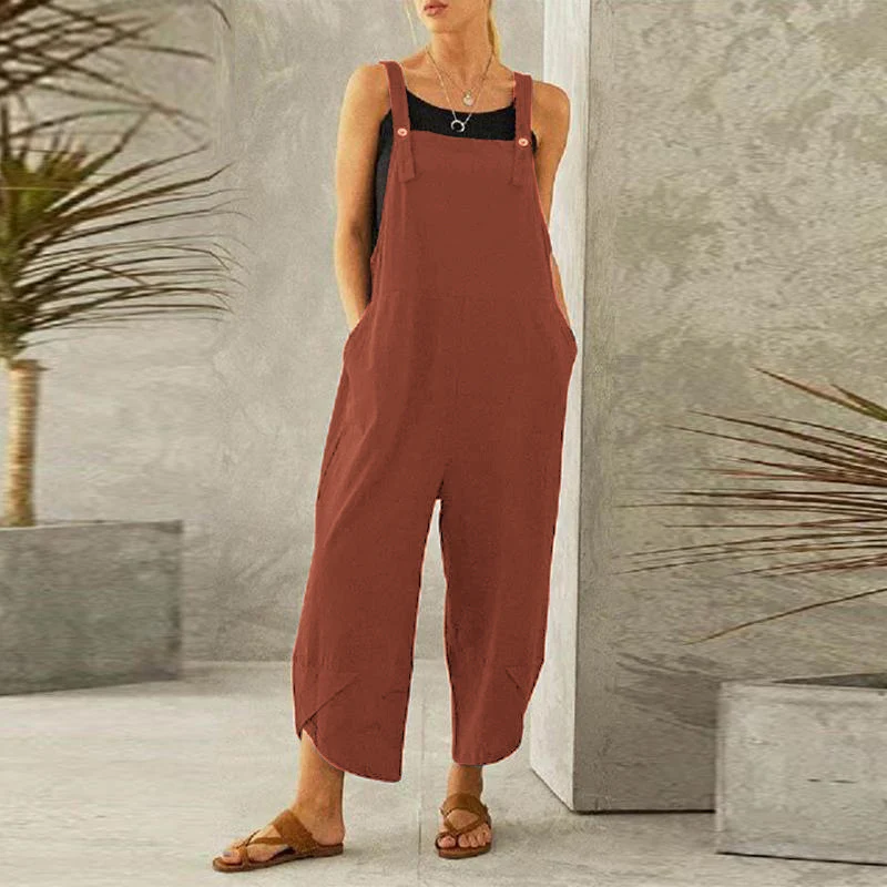 1688PHB Salopettes sans manches en coton et lin pour femmes — Accessoires de mode