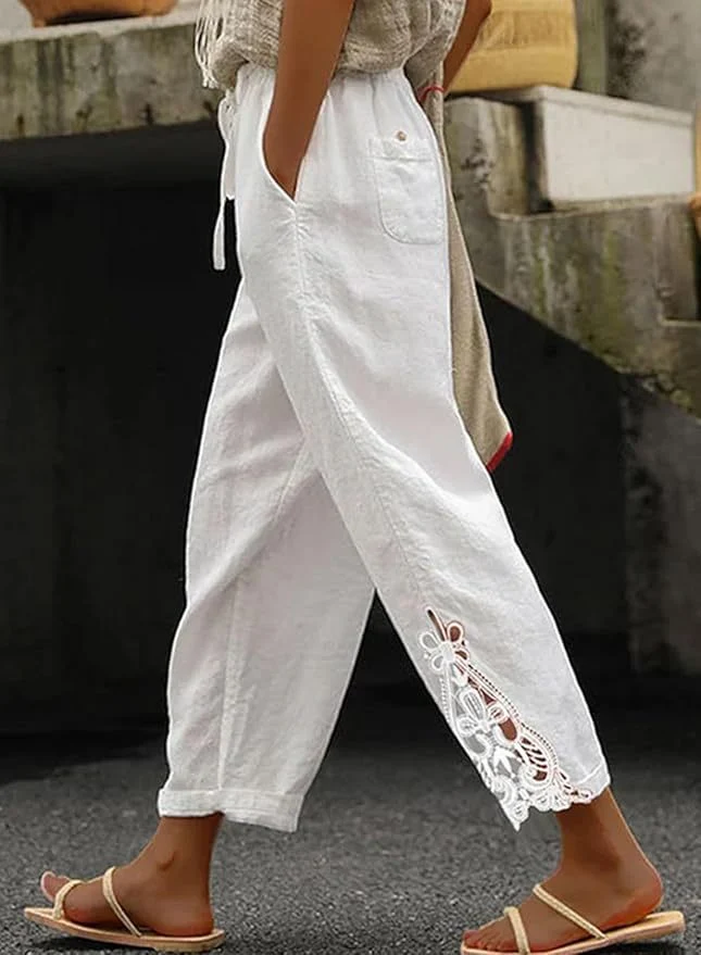 1688PHB Women Casual Lightweight Drawstring Waist Pants with Pockets — Fashion Accessories