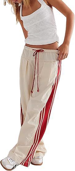 Women Y2K Track Pants Wide Leg Baggy Sweatpants with Drawstring — Fashion Accessories