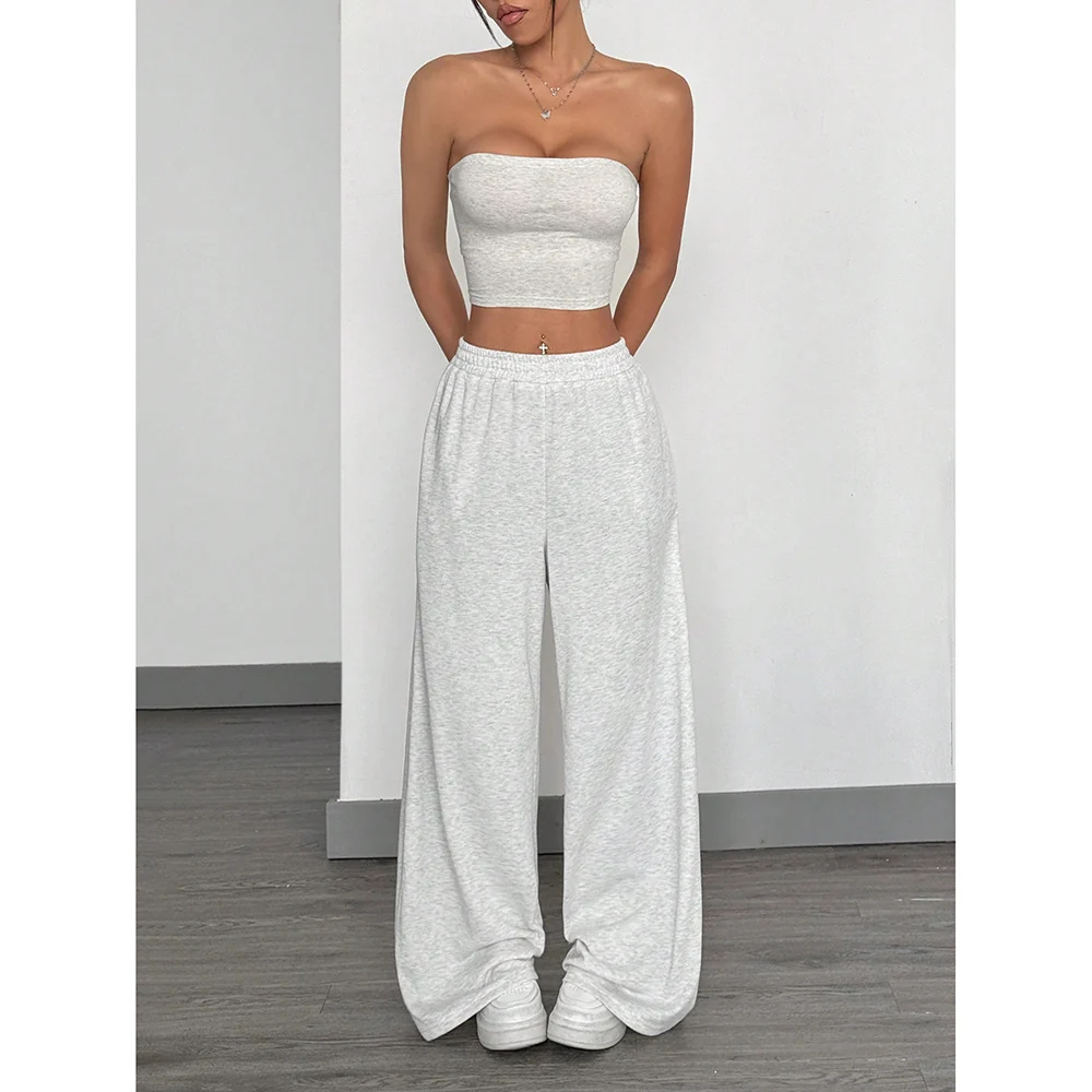 Girl's Wide Leg Sweatpants with High Waist and Pockets