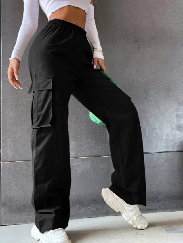 Pantalons Cargo Droits à Taille Élastique pour Filles 1688PHB — Accessoires de mode