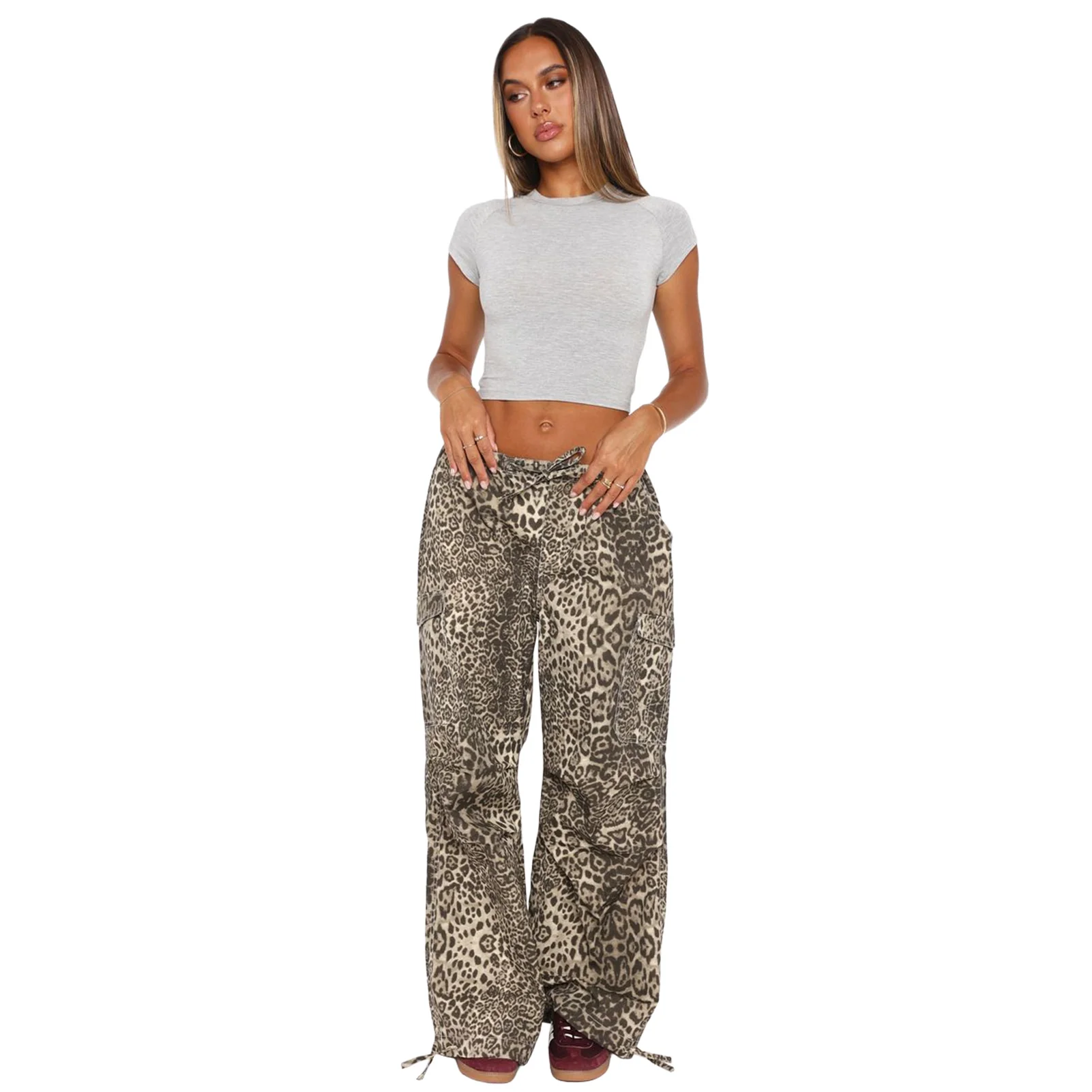 1688PHB Women's Wide Leg Cargo Pants with Multi Pockets — Fashion Accessories