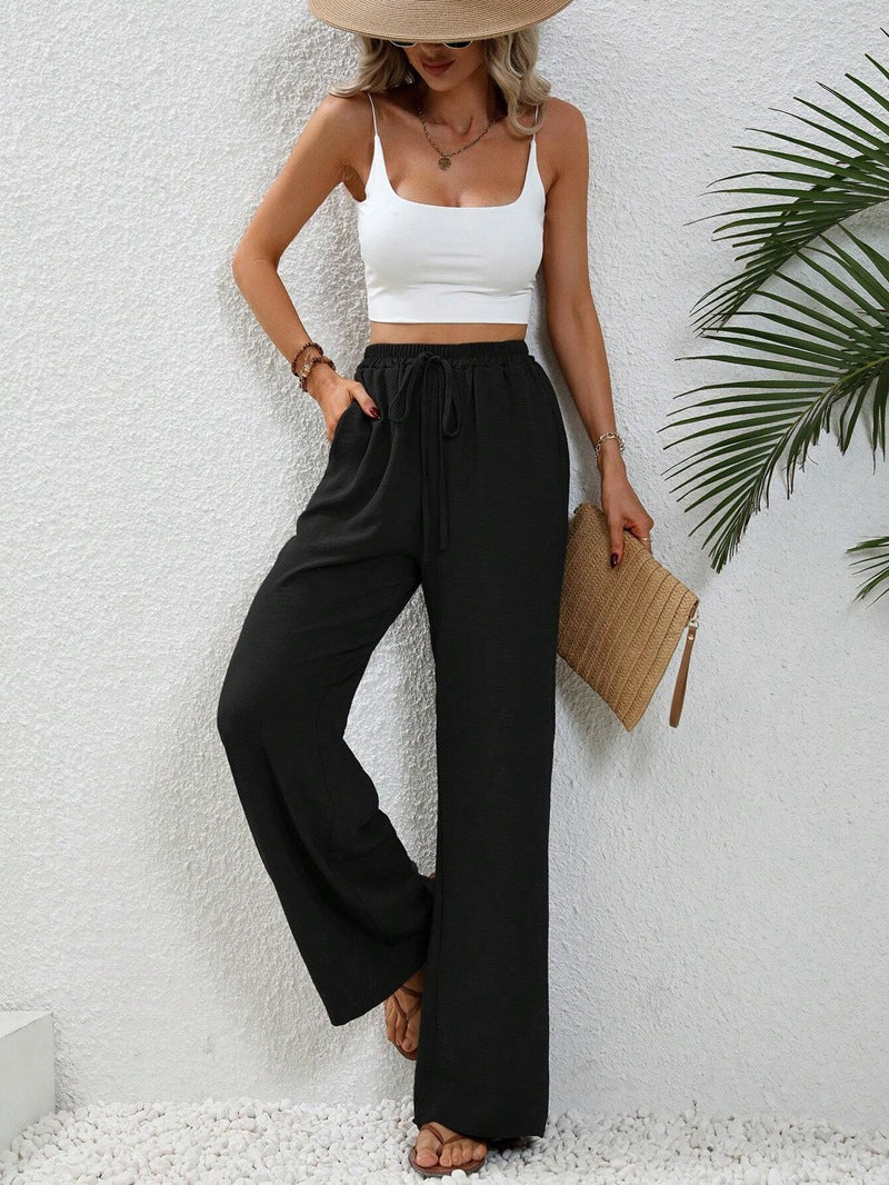 Wide Leg Pants for Women with Elastic Waist and Pockets — Fashion Accessories