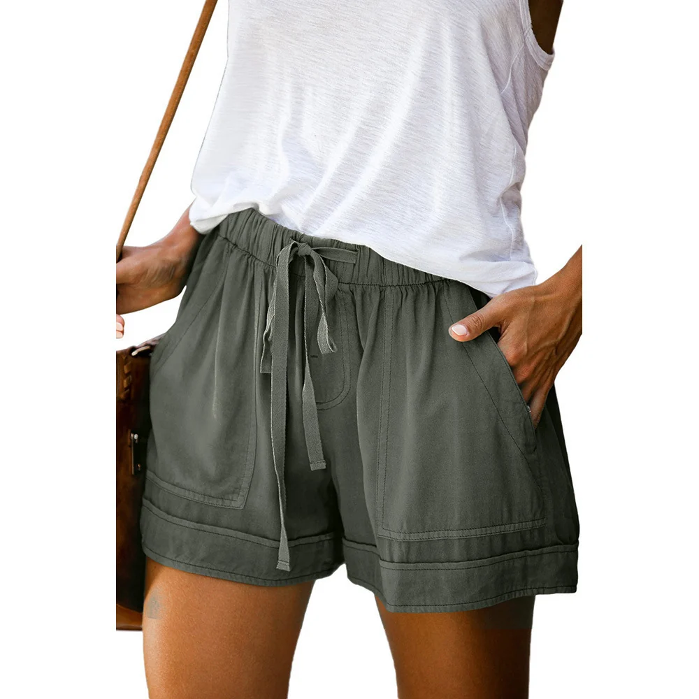 Shorts d'été pour femmes avec taille élastique et poches dans divers imprimés — Accessoires de mode