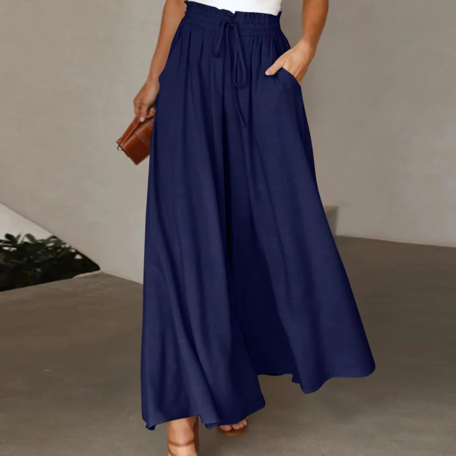Womens Plus Size Wide Leg Pants Elastic High Waist Palazzo Pants — Fashion Accessories