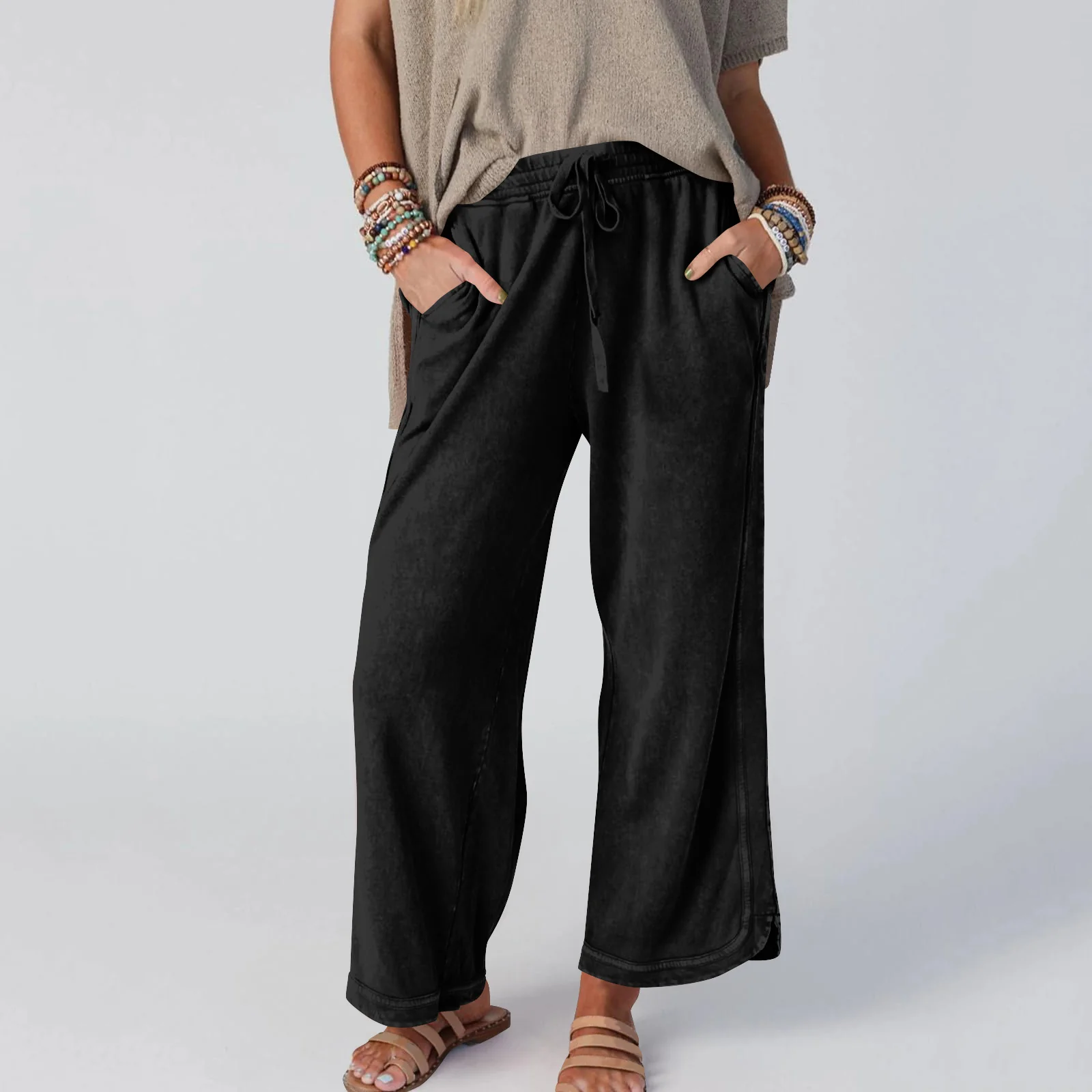 Pantalons de Jogging Large Femme Taille Haute Style Vintage — Accessoires de mode