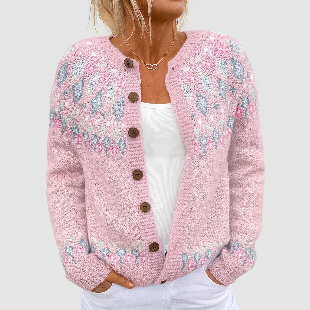 Cardigan en tricot à imprimé floral pour femmes — Chandails pour femmes