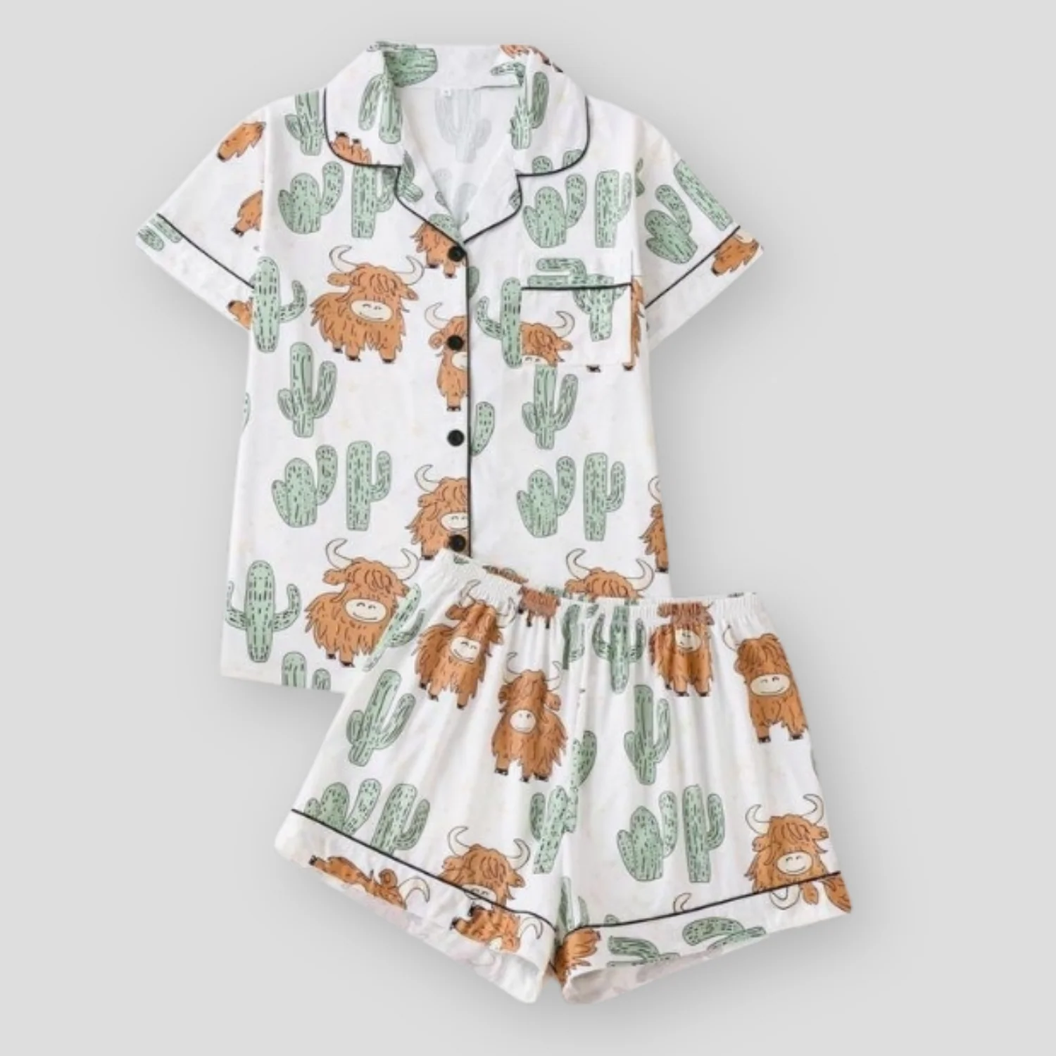 Ensemble de Pyjama en Satin de Soie pour Femmes, Haut à Manches Courtes avec Shorts — Accessoires de mode