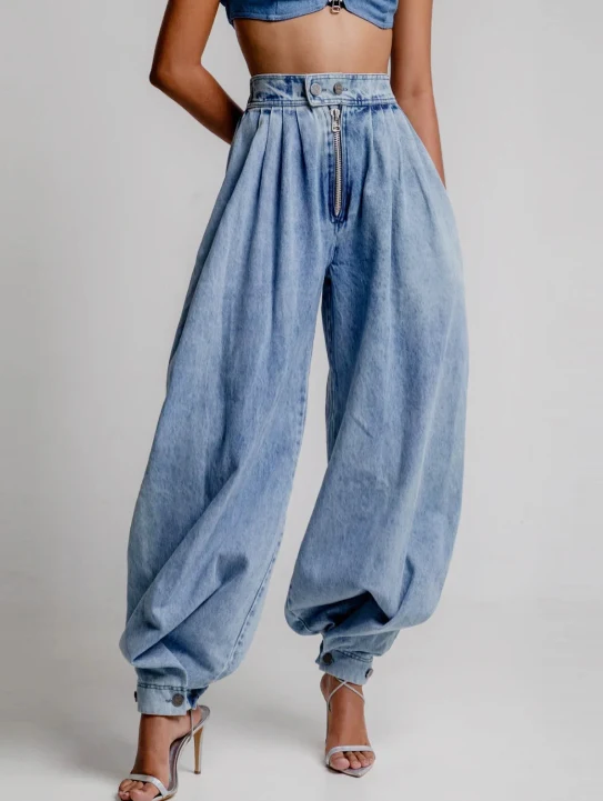 fb904 Pantalons Harem Baggy pour Femmes Taille Haute à Jambes Larges
