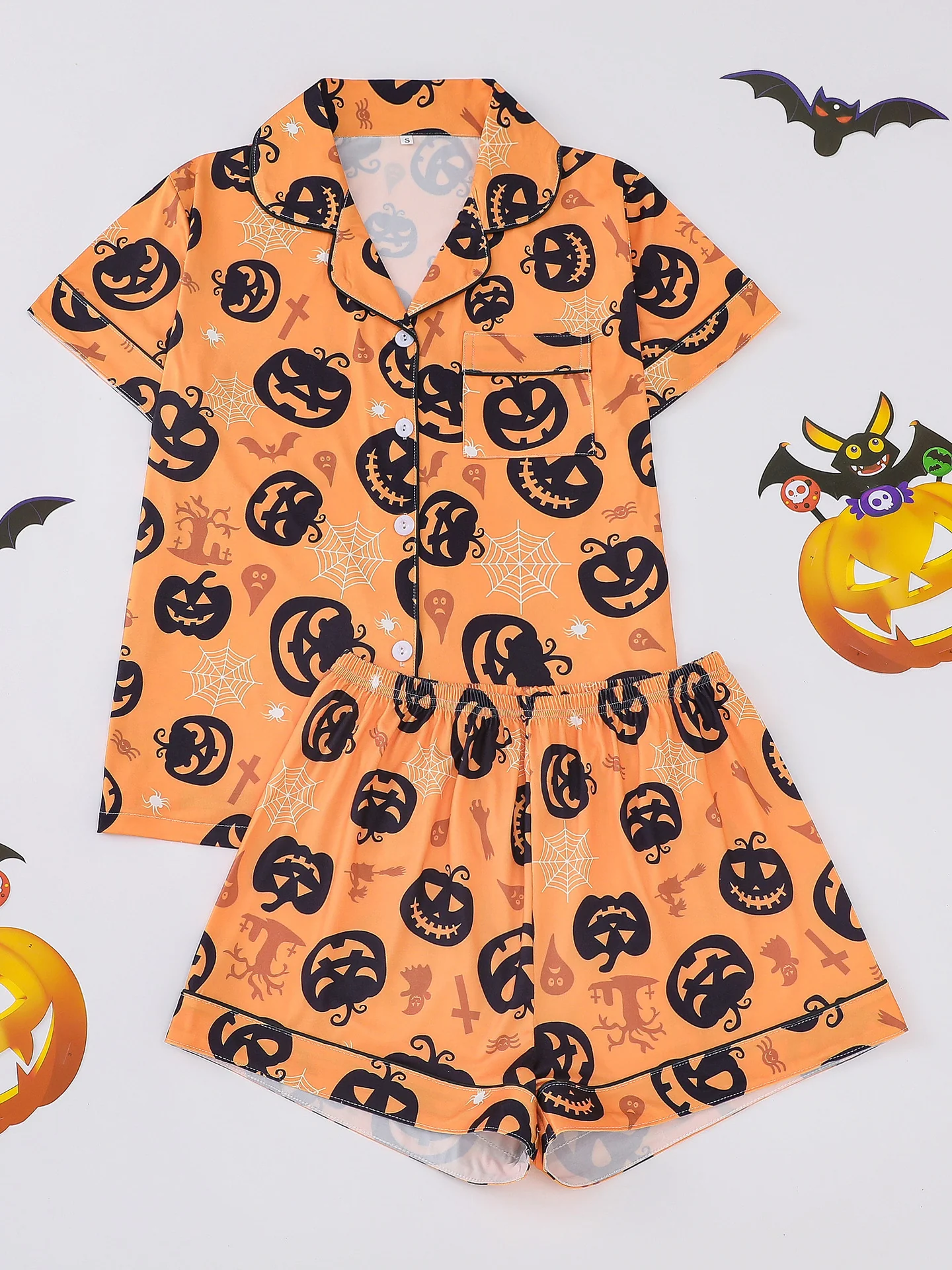 Ensemble de Pyjama Femme : Blouse à Poche et Shorts Taille Élastique — Accessoires de mode