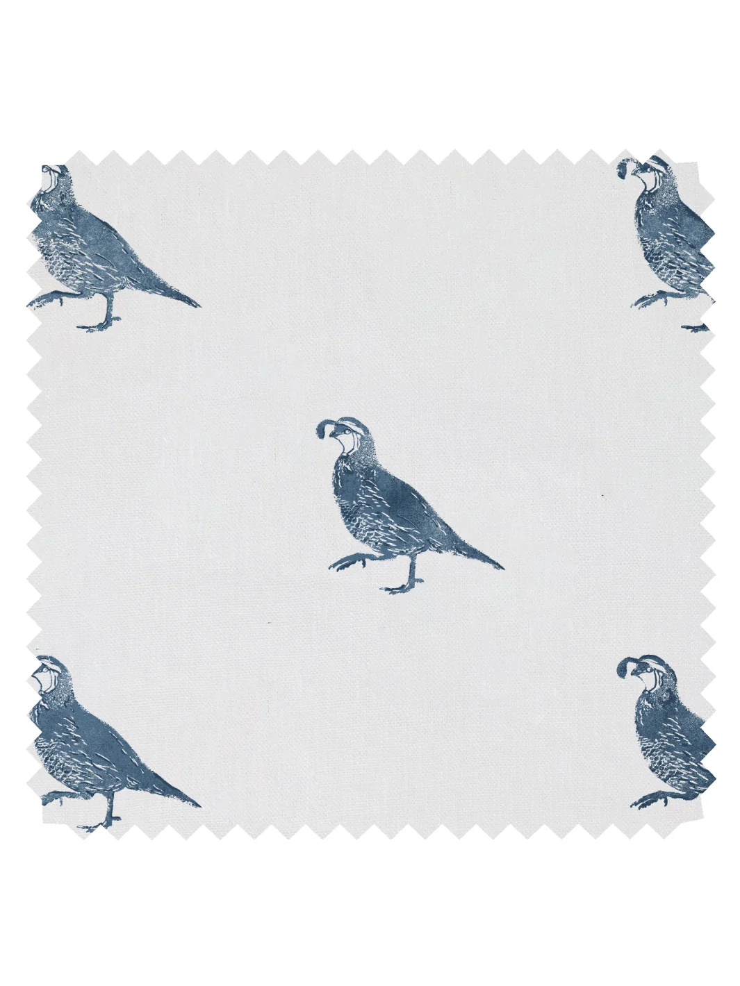 California Quail Linen Fabric by Nathan Turner - Darker Blue