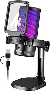 Microphone de jeu USB MAONO pour PC avec annulation de bruit et RGB — Micro USB