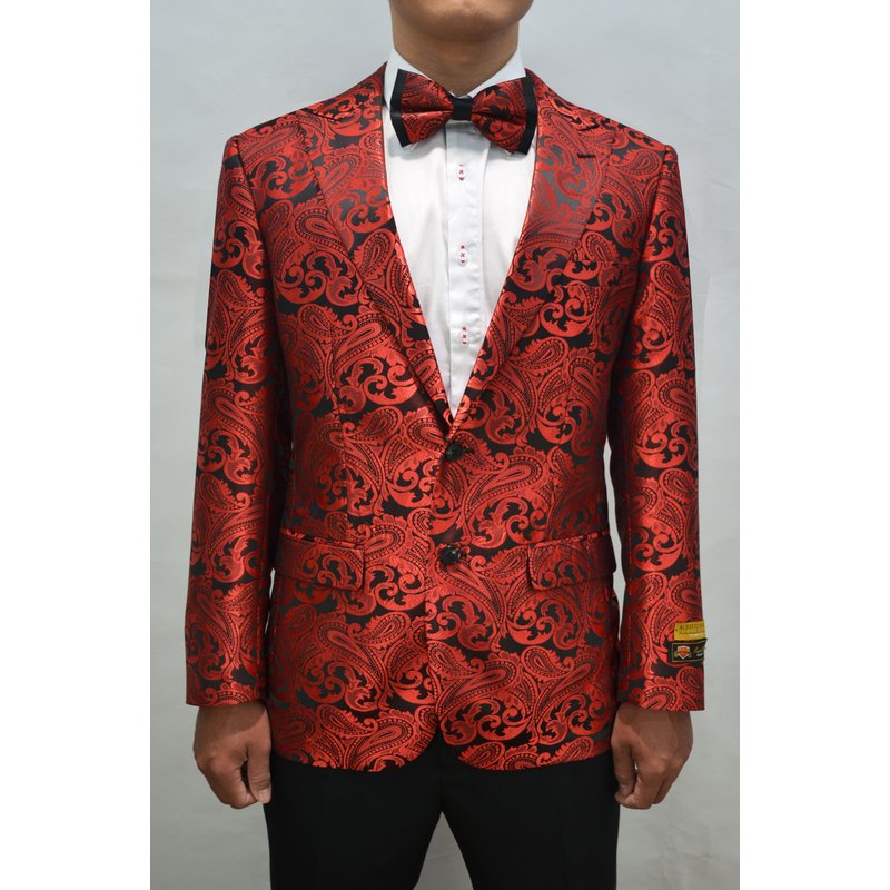 Paisley-100 Red Men's Blazer — Mens Suits & Blazers