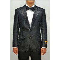 Paisley-100 Black - Men's Blazer with Peak Lapel