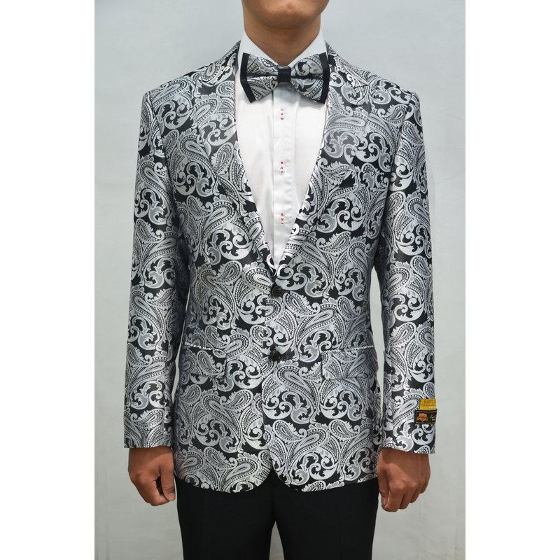 Alberto Nardoni Charcoal Paisley Men's Blazers — Mens Suits & Blazers