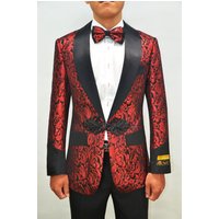 Alberto Nardoni Smoking-2 Red Men's Velvet Tuxedo Blazer
