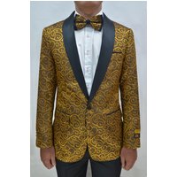 Alberto Nardoni Men's Paisley-300 Gold/Black Blazer — Mens Suits & Blazers