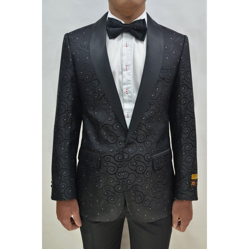 Alberto Nardoni Mens Paisley-300 Black Blazer