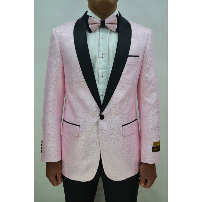Alberto Nardoni Store Paisley-300 Pink/Black Men's Blazer — Mens Suits & Blazers