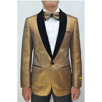 Alberto Nardoni Mens Paisley-300 Copper/Black Velvet Blazer