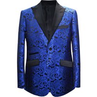 Alberto Nardoni Mens Paisley-400 Royal Blue Blazer — Mens Suits & Blazers