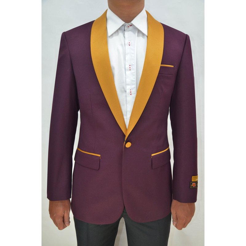 Dinner Jacket - Burgundy/Gold - Men's Blazers