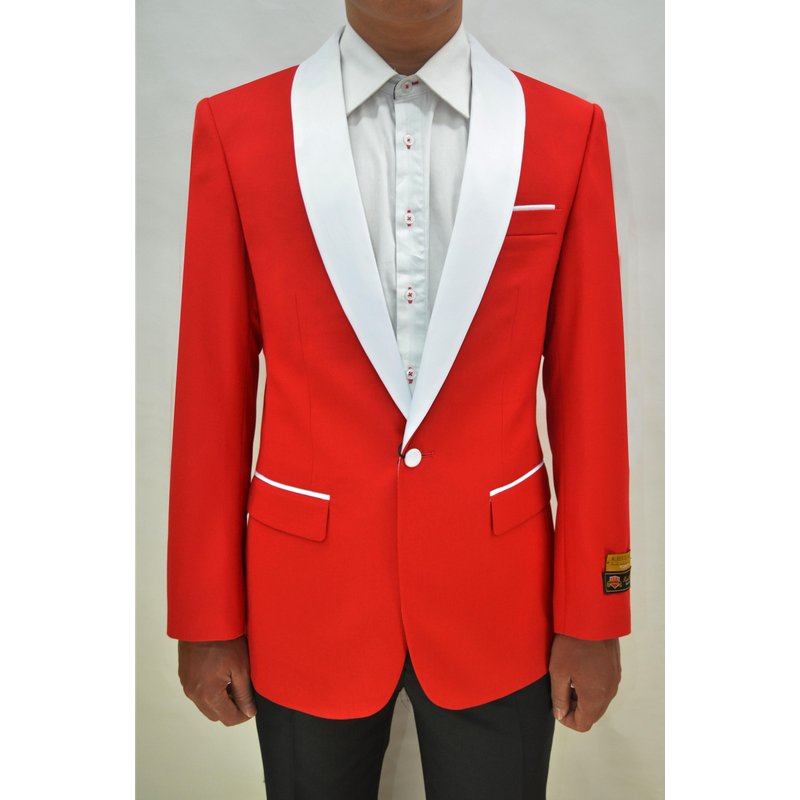 Dinner Jacket - Red/White - Men's Blazers — Mens Suits & Blazers