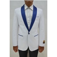 Dinner Jacket - White/Navy - Men's Blazers — Mens Suits & Blazers