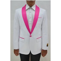 White and Fuchsia Dinner Jacket - Men's Blazers