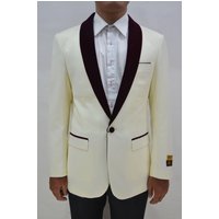 Ivory/Burgundy Dinner Jacket - Men's Wholesale Blazers — Mens Suits & Blazers