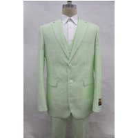 Alberto Nardoni Store Seersucker 3BV Green Men's Modern Fit Suit — Mens Suits & Blazers
