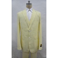 Alberto Nardoni Store Seersucker-2BV Costume coupe moderne jaune pour homme — Costumes et vestons pour hommes