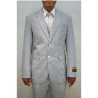 Alberto Nardoni Men's Modern Fit Seersucker Suit - Black/Grey — Mens Suits & Blazers