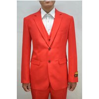 Alberto Nardoni Men's Festive Orange Suit - Modern Fit, 3 Pieces — Mens Suits & Blazers