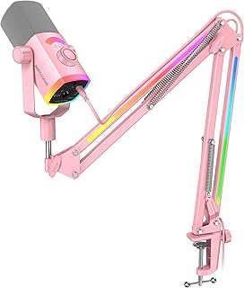 FIFINE XLR/USB Gaming Microphone Kit with Boom Arm and RGB Mic