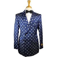 DB-Blazer Navy/White Dots - Costume croisé pour homme — Costumes et vestons pour hommes