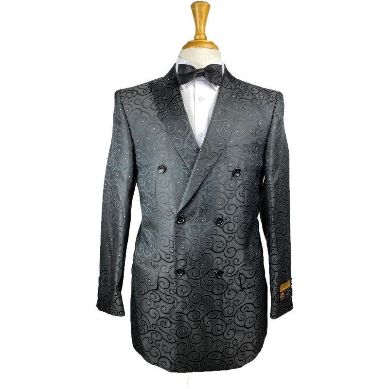 DB-Blazer Paisley Noir - Veste de Costume pour Homme — Costumes et vestons pour hommes