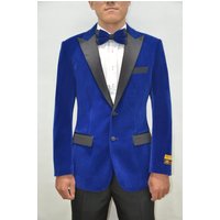 Costume de smoking en velours Alberto Nardoni en bleu royal et noir