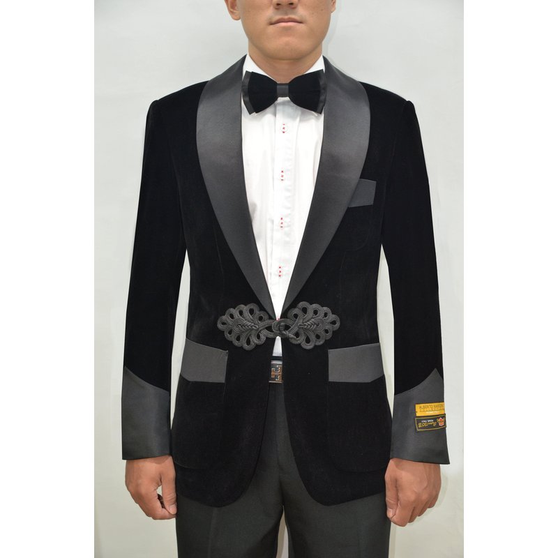 Alberto Nardoni Smoking Costume en Velours Noir Coupe Slim