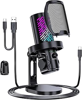 Microphone de jeu USB RGB tenlamp pour PC, streaming et podcasting — Micro USB