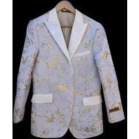 Alberto Nardoni Store JEN1-26 KK784 Blazer pour homme Or/Blanc