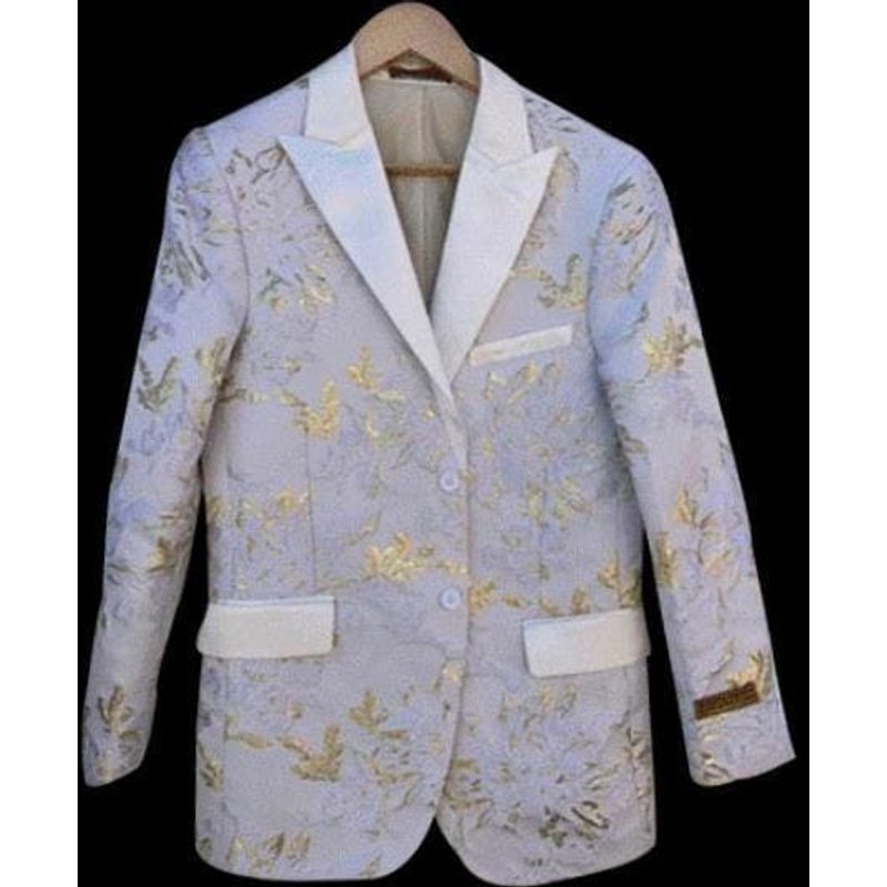 Alberto Nardoni Store JEN1-26 KK784 Men's Blazer Gold/White — Mens Suits & Blazers
