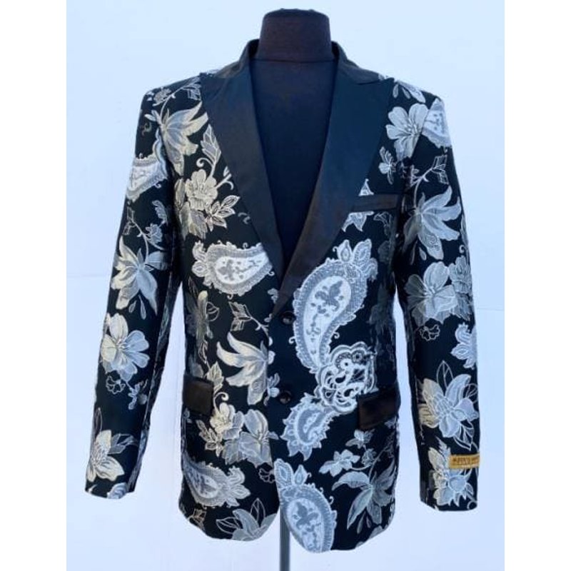 Alberto Nardoni Store Floral-100 KA215-2 Blazers noirs pour hommes — Costumes et vestons pour hommes