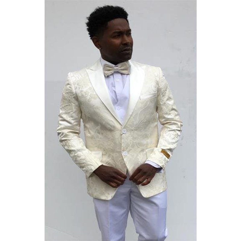 Alberto Nardoni Store Floral-100 KA224-12 White Men's Blazers — Mens Suits & Blazers